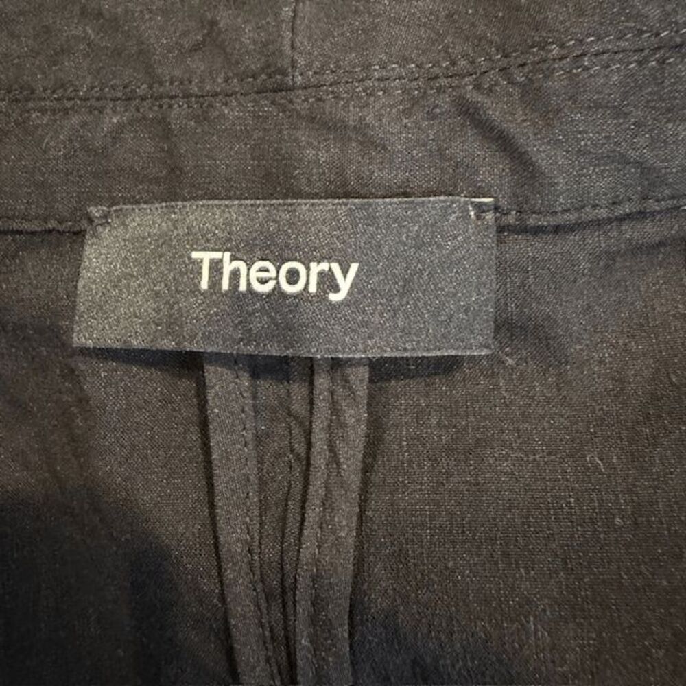 Theory Linen Viscose Roll Sleeve One Button Black… - image 3